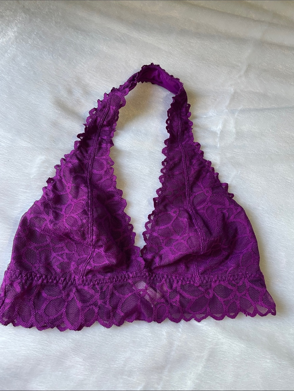 PINK Victoria's Secret Purple lace halter bralette